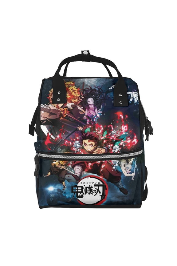Unisex Anime Demon Slayer Backpack Tanjiro Adjustable Multi-functional Lightweight Large Capacity Leisure Bag