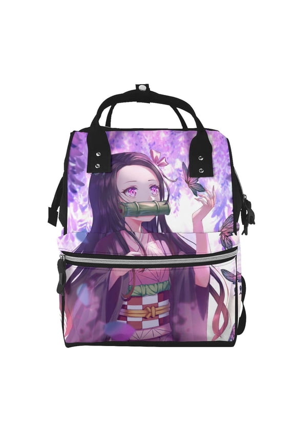 Unisex Anime Demon Slayer Backpack Tanjiro Adjustable Multi-functional Lightweight Large Capacity Leisure Bag