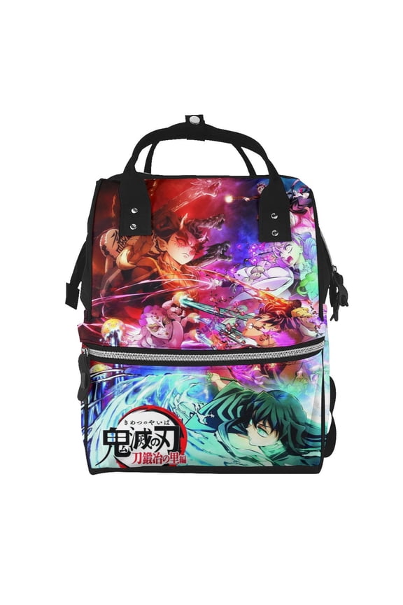 Unisex Anime Demon Slayer Backpack Tanjiro Adjustable Multi-functional Lightweight Large Capacity Leisure Bag