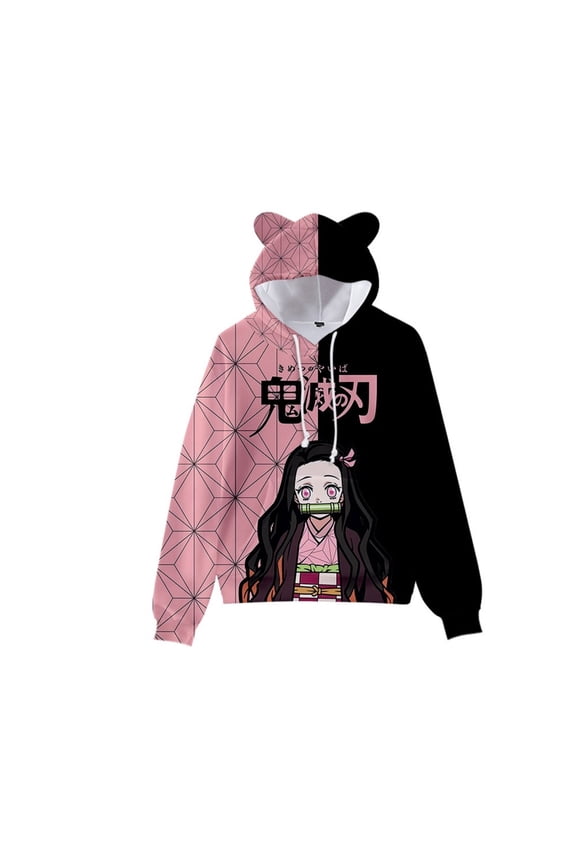 Unisex Anime Demon Slayer Hoodies 3D Printed Cosplay Cute Sweatshirt for Men Women -S