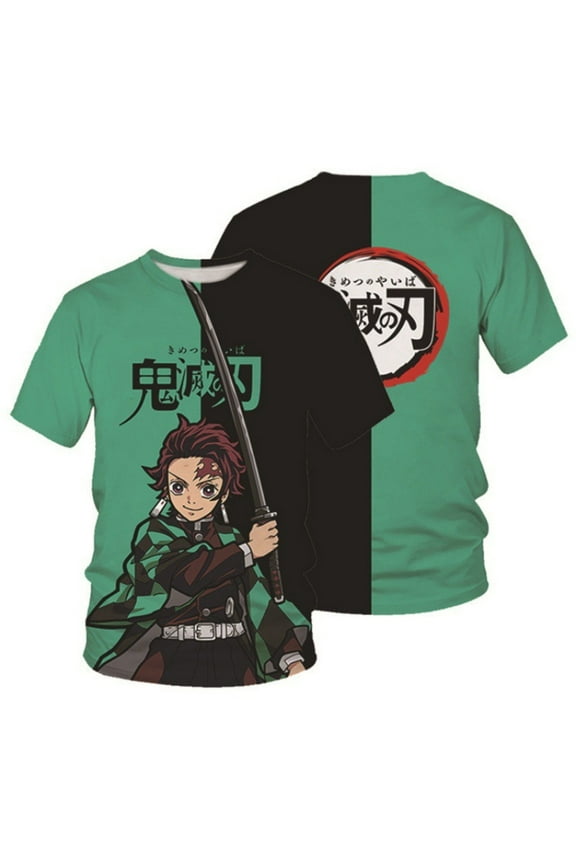 Unisex Anime Demon Slayer Shirt Cosplay Shirt Cartoon T-Shirts Fashion Casual Mens Shirts -M