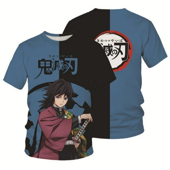 Unisex Anime Demon Slayer Shirt Cosplay Shirt Cartoon T-Shirts Fashion Casual Mens Shirts -XL