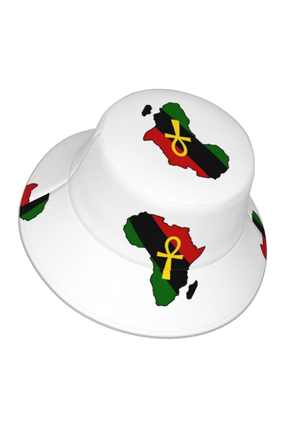 Unisex Ankh African Colored Africa Bucket Hat Fisherman Cap Reversible Travel Sunhat With Reflective Stripe