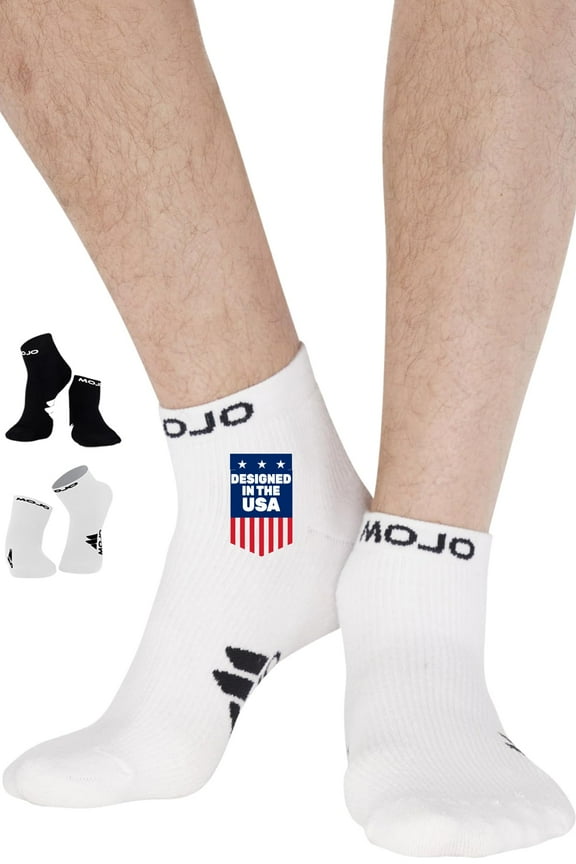 Unisex Ankle Compression Socks 15-20mmHg for Diabetic by Mojo - White, X-Large