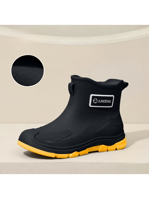Unisex Ankle Rain Boots Waterproof Rubber Slip On Non Slip Work Outdoor Garden Couple Matching Short Rain Booties Multi Colors Yellow B
