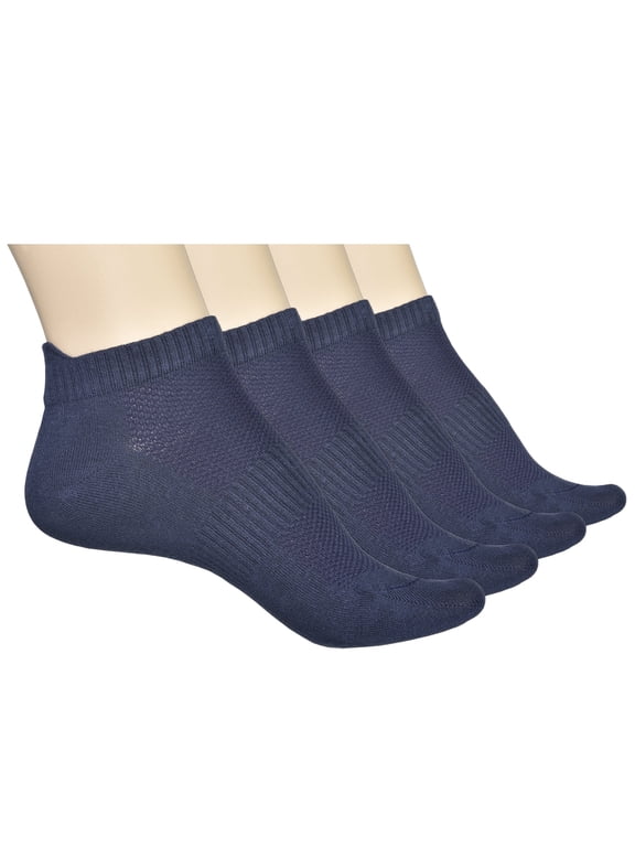 Unisex Ankle Socks - 4 Pairs - Bamboo Low Cut Ankle Breathable Sports Socks Size 5-7 8-10 11-13