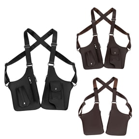 Unisex Anti-Theft Leather Double Shoulder Chest Bag, Adjustable Vest-Style Sling Bag with Multi-Pocket Pouch Wallet Design for Phone, Keys And Passport