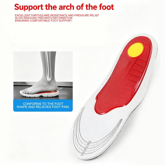 Unisex Arch Support Insoles Breathable Cuttable Elastic Inserts for Office Shoes Plantar Fasciitis Relief Comfortable Walk Fit