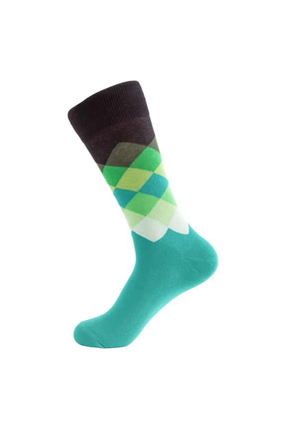 Unisex Argyle Pattern Crew Socks Toe Retro British Style Colorful Soft Breathable Casual
