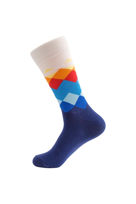 Unisex Argyle Pattern Crew Socks Toe Retro British Style Colorful Soft Breathable Casual