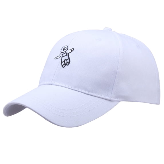 Unisex Astronaut Casual Embroidery Baseball Cap Outdoor Sports Dad Hat Sun Protection Snapback White