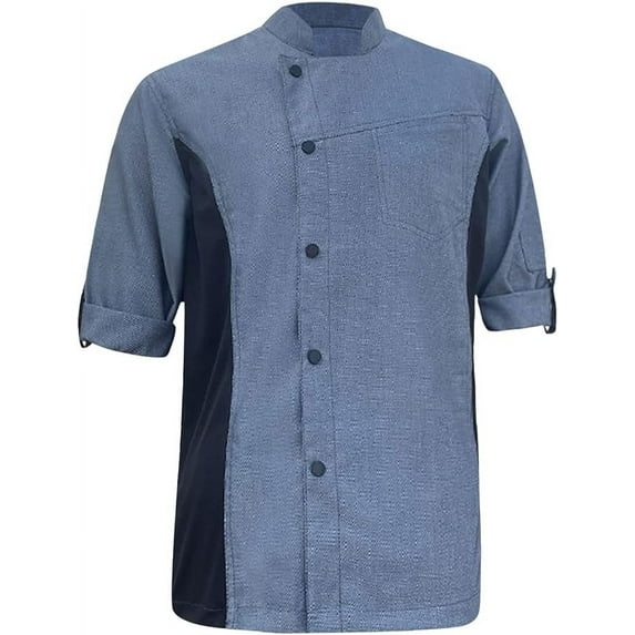 Unisex Asymmetrical Light Gray Denim Color Jeans Chef Coat with Side mesh for All kind of Chefs Size XL