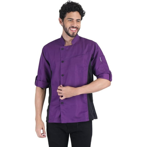 Unisex Asymmetrical Violet Color Chef Coat Jacket with Side mesh for All kind of Chefs XL Size