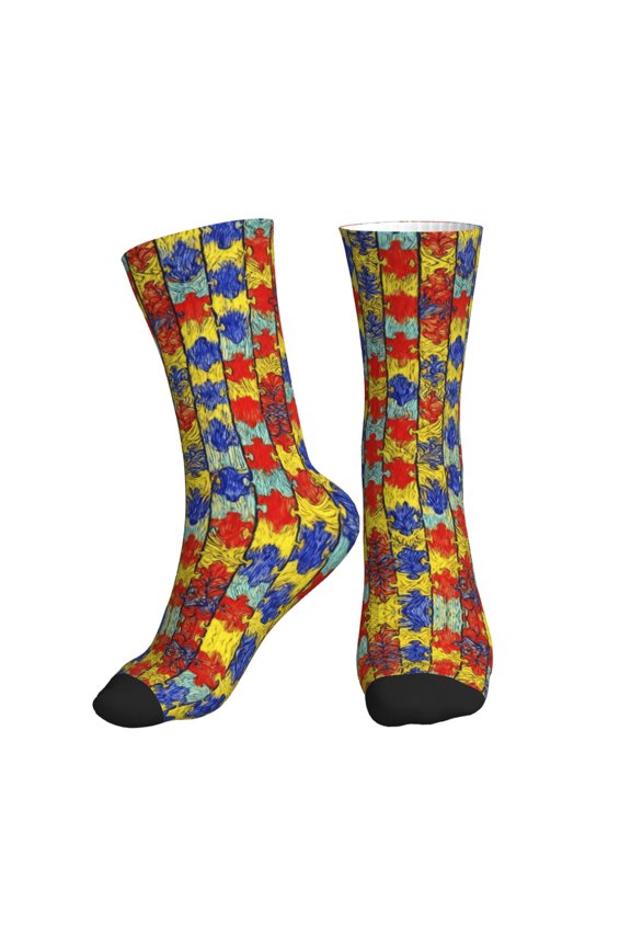 Unisex Autism Awareness Puzzle Piece Art Novelty Ankle Socks Colorful ComfortSoft Lightweight Sports Athletic Socks