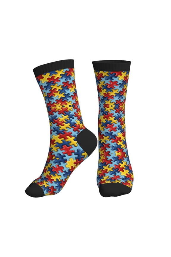 Unisex Autism Awareness Puzzle Piece Novelty Ankle Socks Colorful ComfortSoft Lightweight Sports Athletic Socks