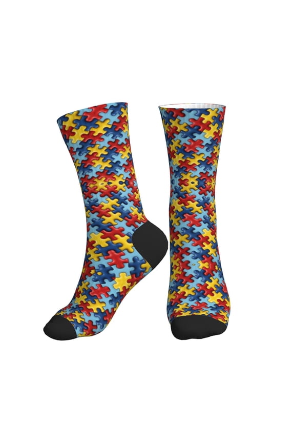 Unisex Autism Awareness Puzzle Piece Novelty Ankle Socks Colorful ComfortSoft Lightweight Sports Athletic Socks