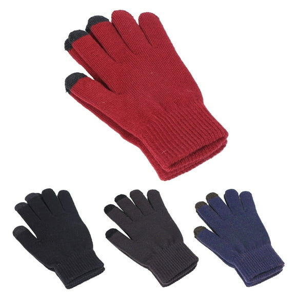 Unisex Autumn Winter Knitted Gloves Padded Warm Wool Blend Handwear