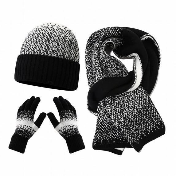 Unisex Autumn Winter Warm Soft Knit Hat Scarf Gloves Set Winter Cap Winter Set Soft Warm Beanie Scarf Gloves for Cold Mornings Evening Walks Weekend Outings Scarf a Hat Gloves