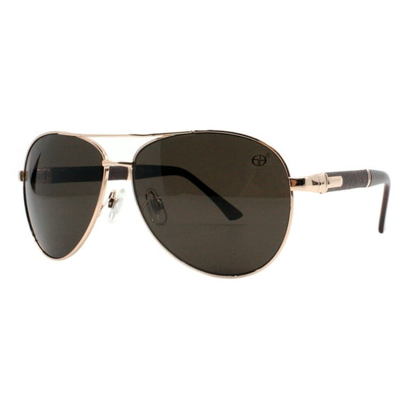 Unisex Aviator Sunglasses Double Bridge Designer Style Shades UV400 Gold