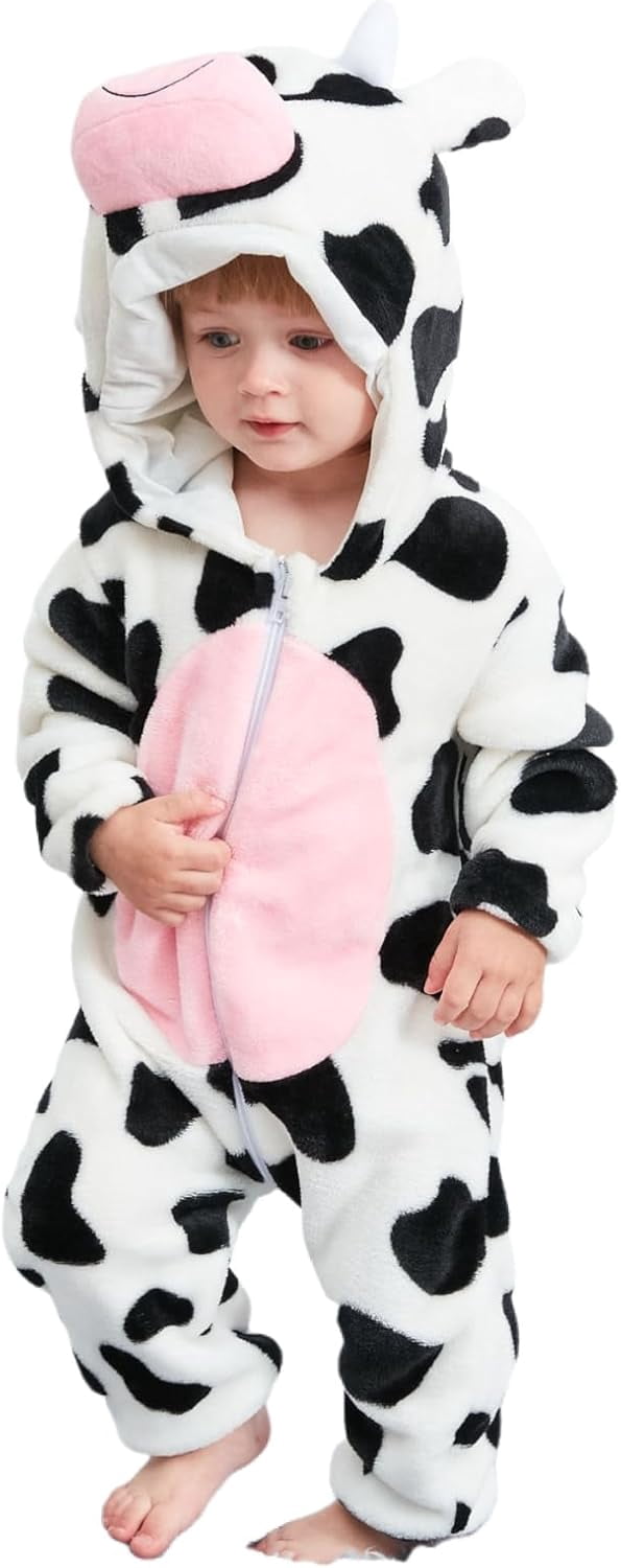 Unisex Baby Animal Onesie Flannel Hooded Romper for Infants Toddlers (0-3 Years) Winter Jumpsuit for Boys and Girls