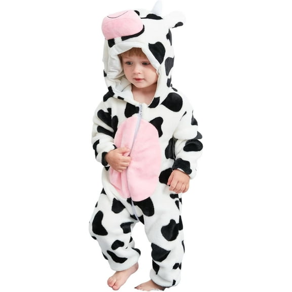 Unisex Baby Animal Onesie Flannel Hooded Romper for Infants Toddlers (0-3 Years) Winter Jumpsuit for Boys and Girls