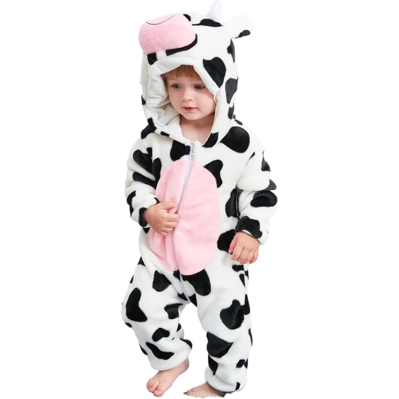 Unisex Baby Animal Onesie Flannel Hooded Romper for Infants Toddlers (0-3 Years) Winter Jumpsuit for Boys and Girls