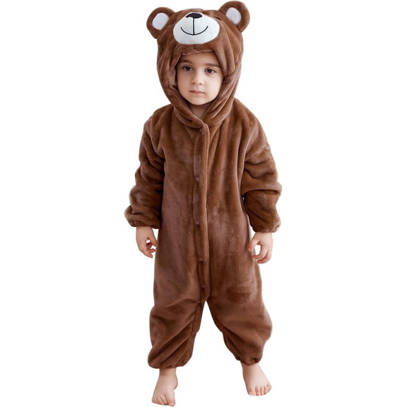 Unisex Baby Animal Onesie Hoodies Romper Flannel Soft jumpsuits Outfit For Girls Boys 0-4T
