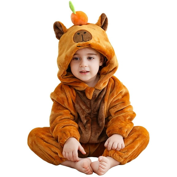 Unisex Baby Animal Winter Autumn Flannel Hooded Romper Jumpsuit Animal Costume