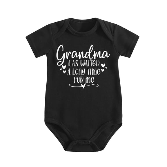 Unisex Baby Bodysuit Grandma Has Waited A Long Time For Me Newborn Daily Outfit Black-style 0-3M