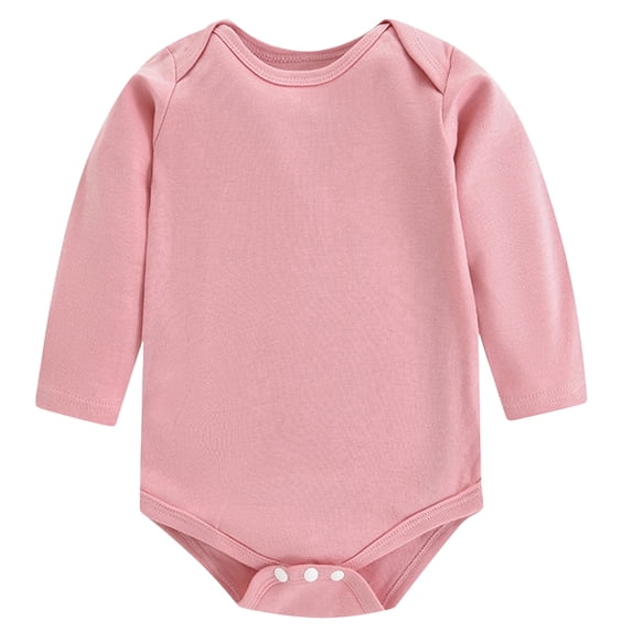 Unisex Baby Bodysuit Super Soft Viscose from Bamboo, Solid Long Sleeve Baby Boys Girls Onsies, 9-12 Months(Pink)