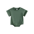 thumbnail image 1 of Unisex Baby Boy Girl Solid Color Short Sleeve Bubble Romper Oversized T-Shirt Romper Bodysuit Top Summer Clothes, 1 of 7