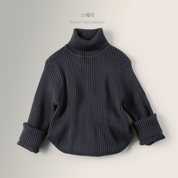 Unisex Baby Boys Girls Knit Sweater High Collar Long Sleeve Solid Casual Tops Cute Tops Warm Winter Outfits for Toddler and Kids 8T