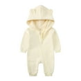 thumbnail image 1 of Unisex Baby Boys Girls Romper Bear Ear Hoodie Jumpsuit Zipper Long Sleeve One Piece Outfits Warm Clothes, 1 of 3