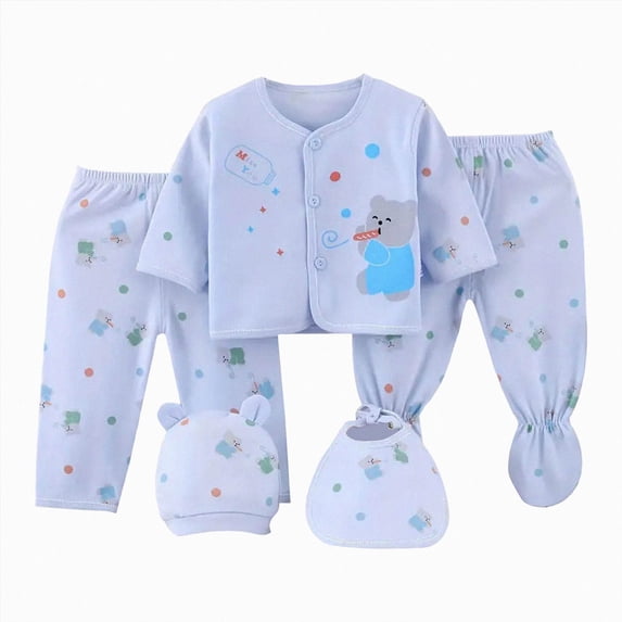 Unisex Baby Clothes 5 Piece Layette Sets Cotton Newborn Clothes Gift Set For 0-5 Months