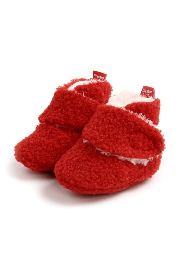 Unisex Baby Cotton Fleece Booties Boys Girls Plush Cotton Socks Soft Sole Warm Winter Slippers Toddler Crib Shoes