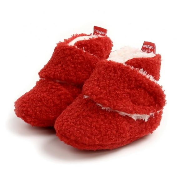 Unisex Baby Cotton Fleece Booties Boys Girls Plush Cotton Socks Soft Sole Warm Winter Slippers Toddler Crib Shoes