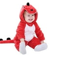 thumbnail image 1 of Unisex Baby Dinosaur Costume Fleece Hooded Animal Rompers One Piece Snowsuit,120(3-4 Years),Watermelon Red, 1 of 4