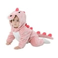 thumbnail image 1 of Unisex Baby Dinosaur Costume Fleece Hooded Animal Rompers One Piece Snowsuit,80(9-12 Months),Light Pink, 1 of 4
