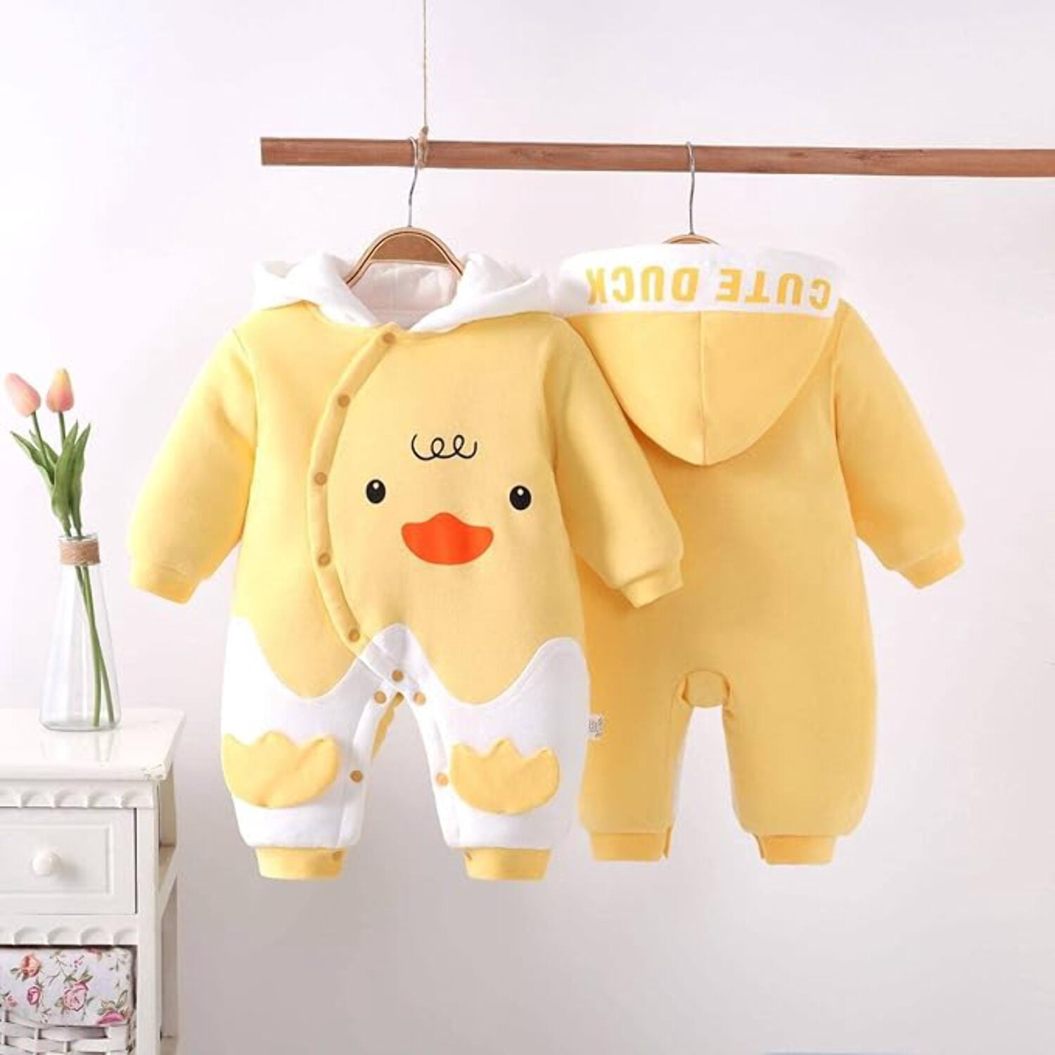 Unisex Baby Fleece Jumpsuit with Hood – Organic Plush Cotton