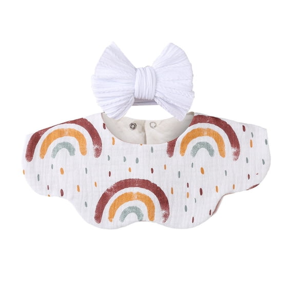 Unisex Baby Floral Print Korean Style Bib and Burp Cloth Headband Set for and Toddlers Multicolour3 0 Years-3 Years