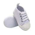thumbnail image 1 of Unisex Baby Girls Boys Canvas High-top Shoes, Newborn Infant Anti-Slip Soft Sole Frist Walking Breathable Sneakers White 3-6 Months, 1 of 4