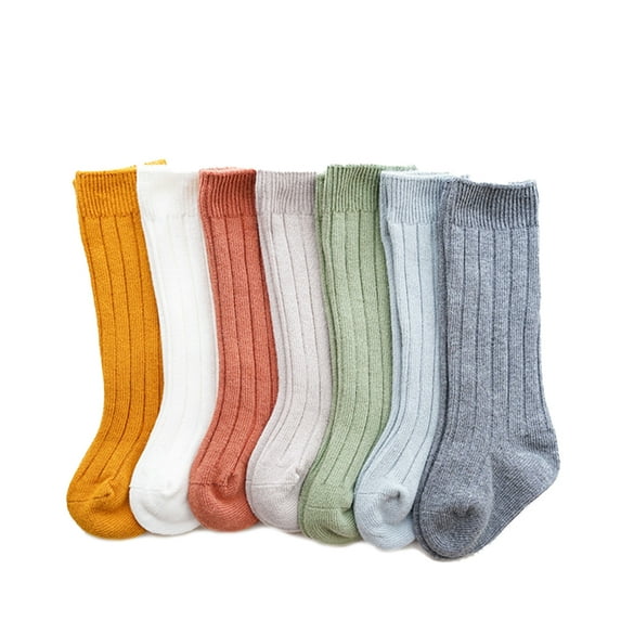 Unisex-Baby Girls Boys Knee High Socks Seamless Toddler Boy Girls Cotton Uniform Stockings for Newborn Infant Tube Long Socks