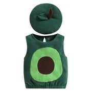 Unisex Baby Halloween Avocado Costume Cute Plush Halloween Cosplay Costume OutfitsSleeveless Vest with Hat