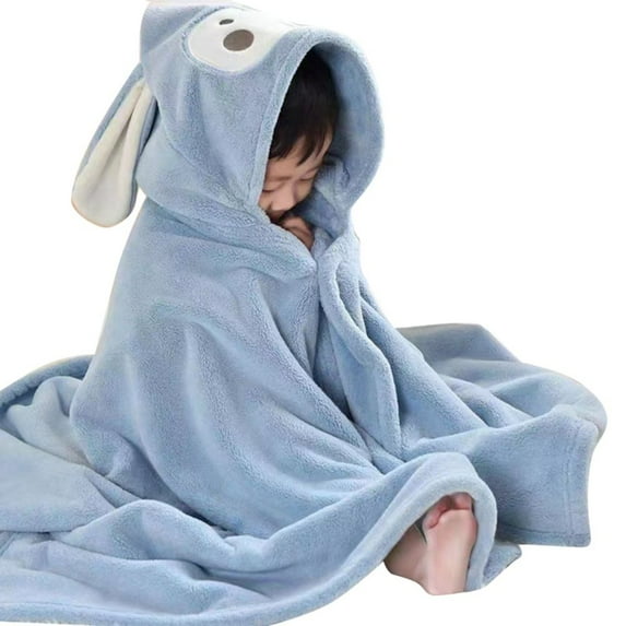 Unisex Baby Hooded Bath Towel, Toddler Soft Absorbent Animal Bathrobe Blanket Toddlers Shower Gifts for Boys Girls 27.5" x 55"