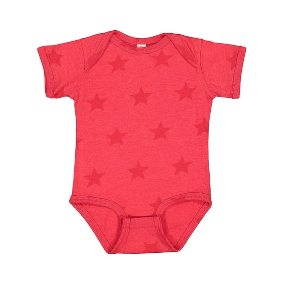 Unisex Baby Infant Star Pattern Combed Ringspun Cotton Five Star One Piece Lap Shoulder Bodysuit-Red Star Print-6 Months