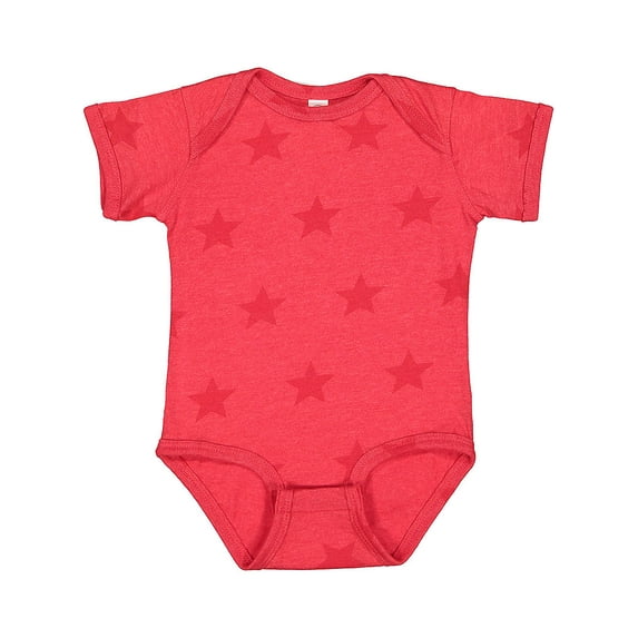 Unisex Baby Infant Star Pattern Combed Ringspun Cotton Five Star One Piece Lap Shoulder Bodysuit-Red Star Print-Newborn