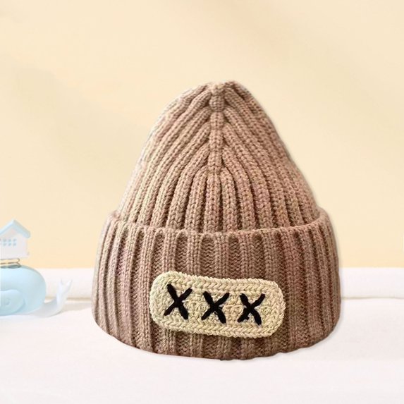 Unisex Baby Knitted Hat Thick Elastic Striped Texture Children Cap for Winter Decorative
