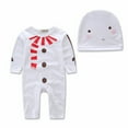 thumbnail image 1 of Unisex Baby Lovely Christmas Deer Snowman Cotton Winter Romper with Hat 2 ocs Outfit Set (90/12-18 Months, White Snowman), 1 of 3