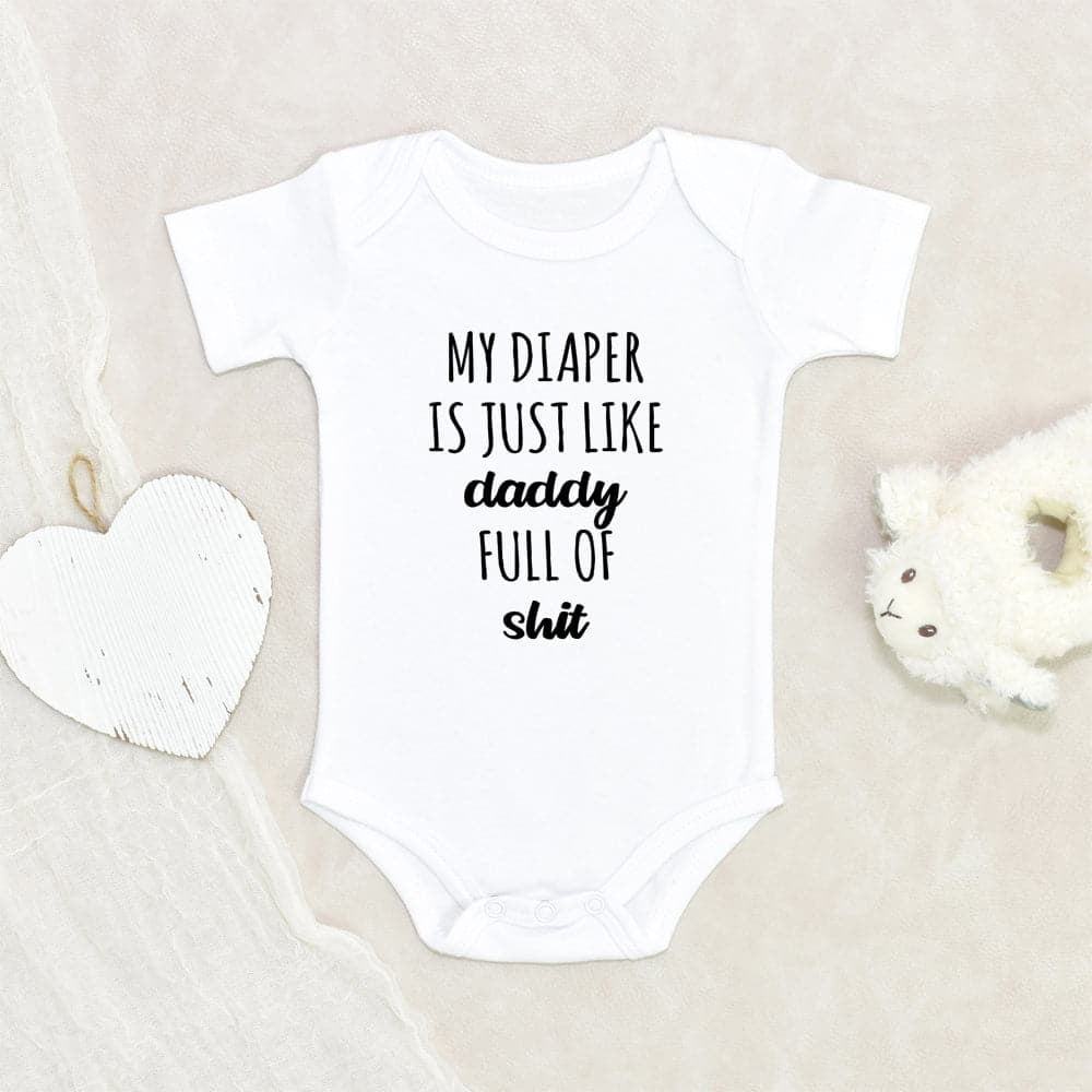 Unisex Baby Onesie Funny Baby Onesie My Diaper Is Just Like Daddy Onesie Unique Baby Onesie