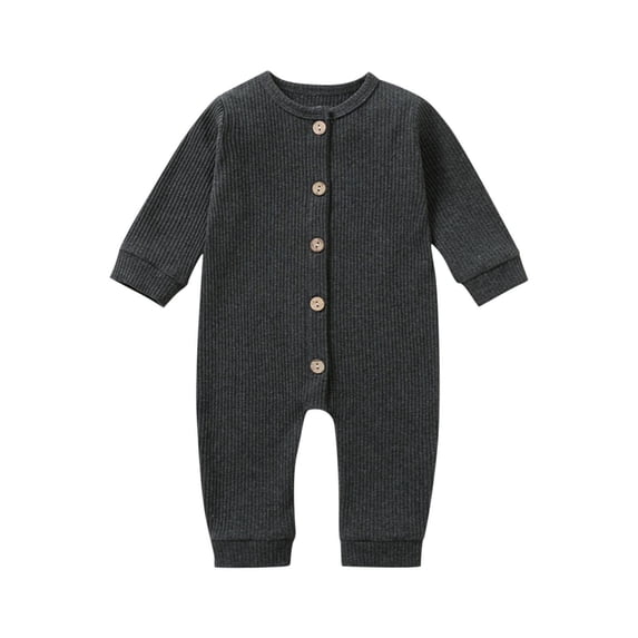 Unisex Baby Onesie Romper Cotton Long Sleeve Jumpsuit Outfit Newborn Button Closure Rompers for Easy On and Off 3-18Monthes